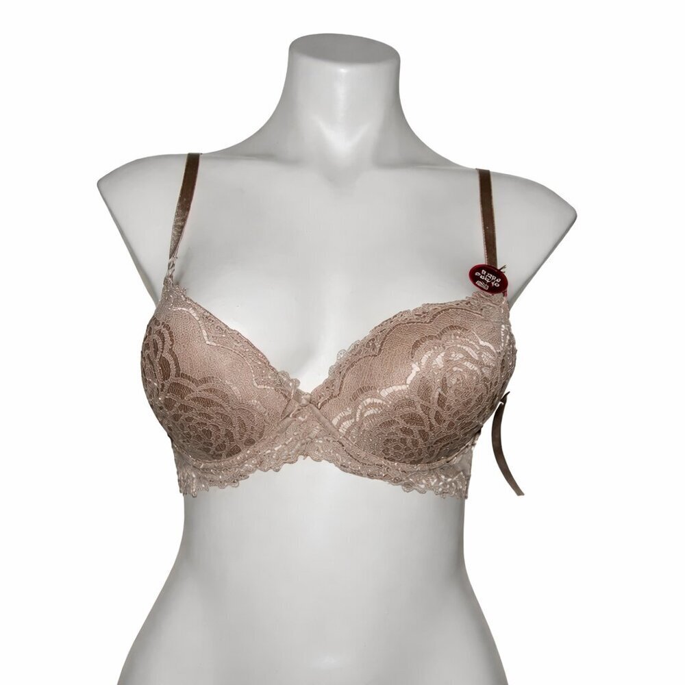 NWT Rene Rolfe Slight Push-Up Tan Lace Bra Sz 36B